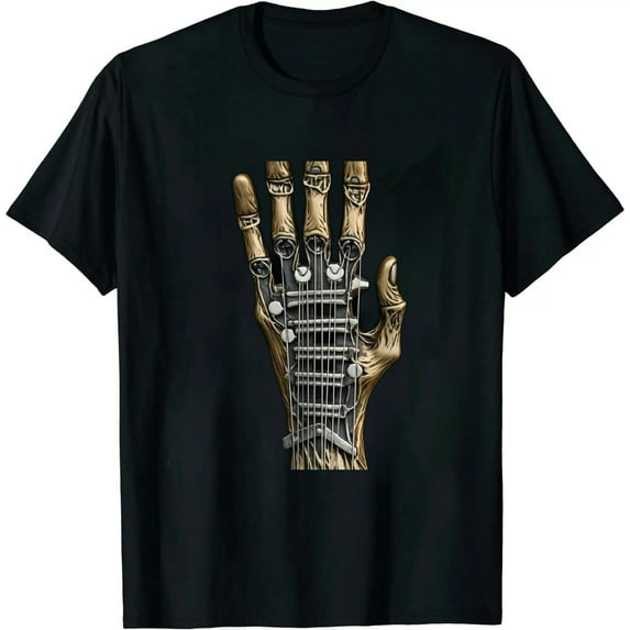 Rock On Skeleton Hand Guitar Rock & Roll Men Women Rock Band T-Shirt