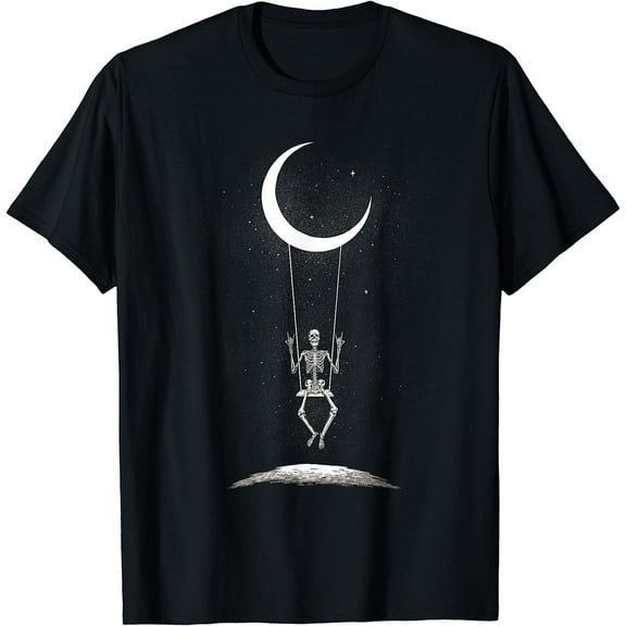 Rock On Skeleton Moon Band Tees - Rock And Roll Graphic Tees T-Shirt