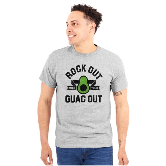 Rock Out With Guac Avocado Guacamole Plus Size Crewneck Graphic Tee Shirt Brisco Brands 2X