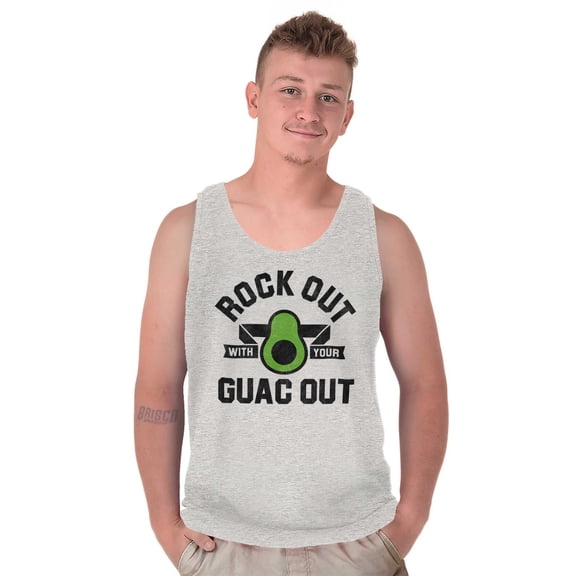 Rock Out With Guac Avocado Guacamole Plus Size Graphic Tank Top Brisco Brands 2X