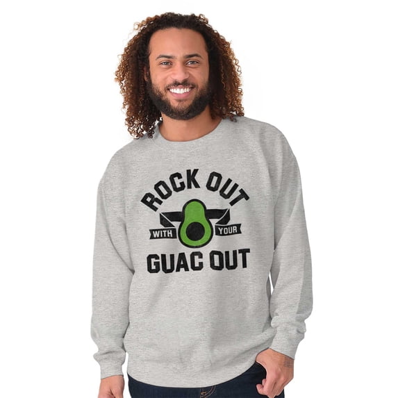 Rock Out With Guac Avocado Guacamole Unisex Plus Fleece Graphic Sweatshirt Brisco Brands 2X