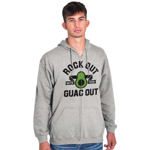 Rock Out With Guac Avocado Guacamole Zip Up Hoodie Men's Women's Brisco Brands X