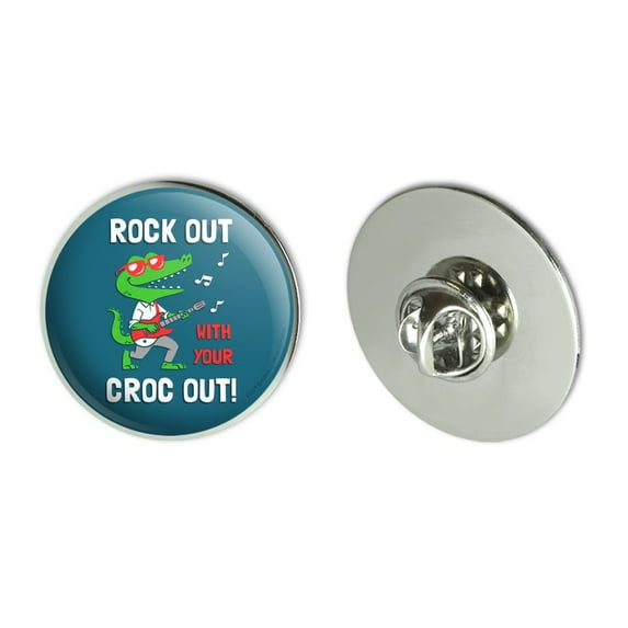 Rock Out with Your Croc Out Crocodile Roll Funny Humor Metal 1.1" Tie Tack Hat Lapel Pin Pinback
