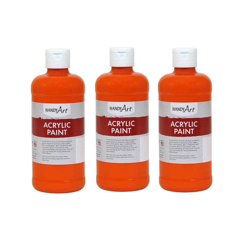 Rock Paint & Handy Art RPC101025-3 16 oz Acrylic Paint, Chrome Orange - 3 Each