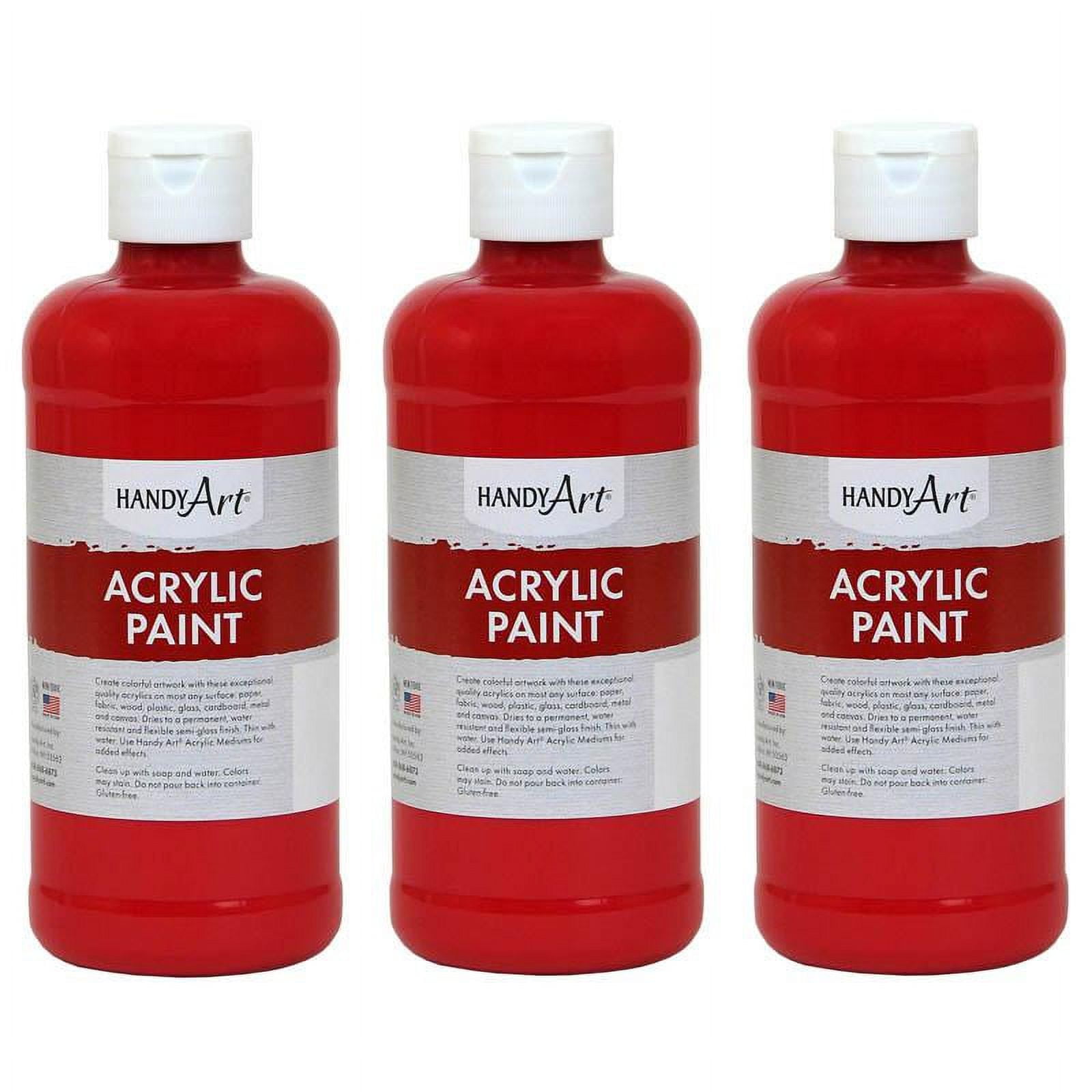 Rock Paint & Handy Art RPC101040-3 16 oz Acrylic Paint, Brite Red - 3 Each