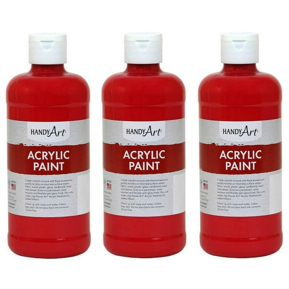 Rock Paint & Handy Art RPC101040-3 16 oz Acrylic Paint, Brite Red - 3 Each