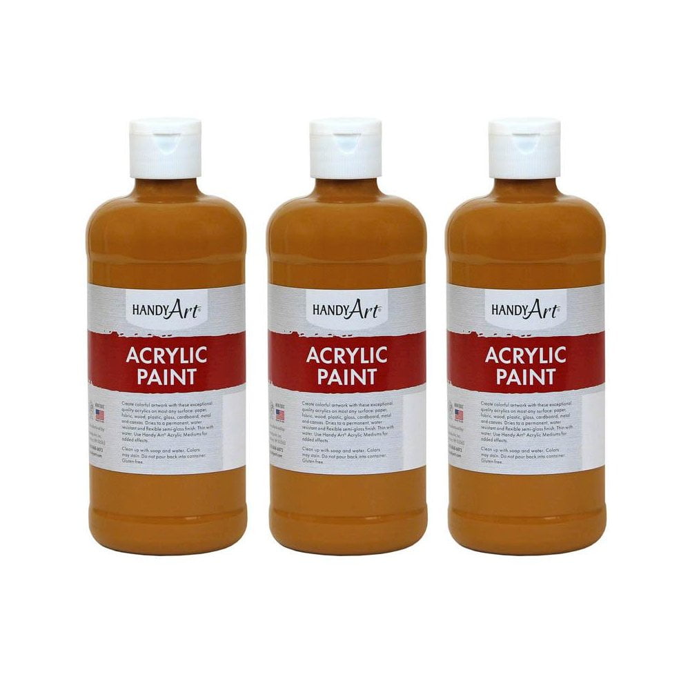 Rock Paint & Handy Art RPC101093-3 16 oz Acrylic Paint, Raw Sienna - 3 Each