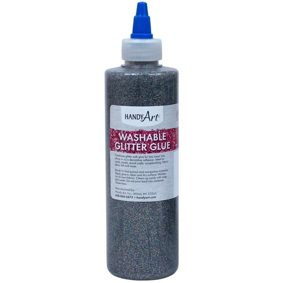 Rock Paint & Handy Art RPC146100 8 oz Washable Glitter Glue Handy Art, Multi Color