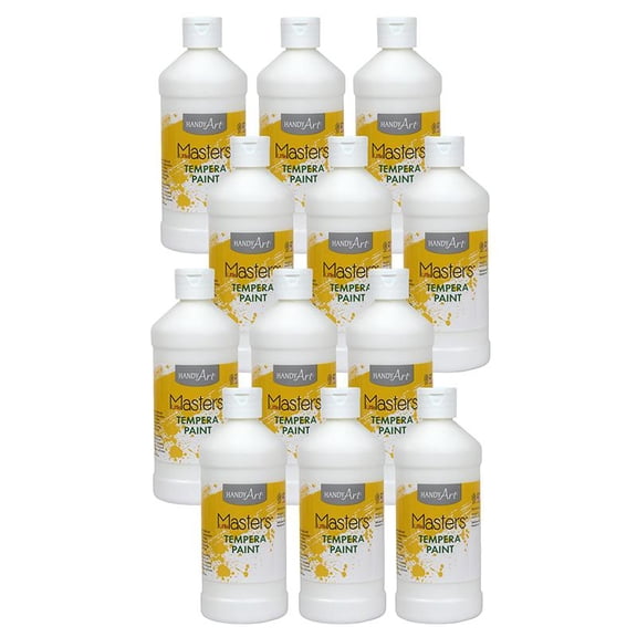 Rock Paint & Handy Art RPC201705-12 16 oz Little Masters Tempera Paint, White - 12 Each