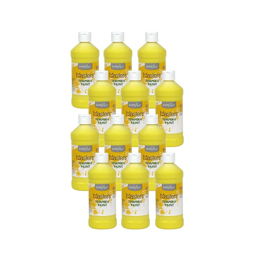 Rock Paint & Handy Art RPC201710-12 16 oz Little Masters Tempera Paint, Yellow - 12 Each