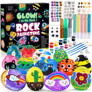 Rock Painting Kits for Kids, Glow in the Dark Rock Arts and Crafts Supplies, Craft Kit for Kids Creative DIY Gift for 6 7 8 9 10-12 Year Old Boys Girls