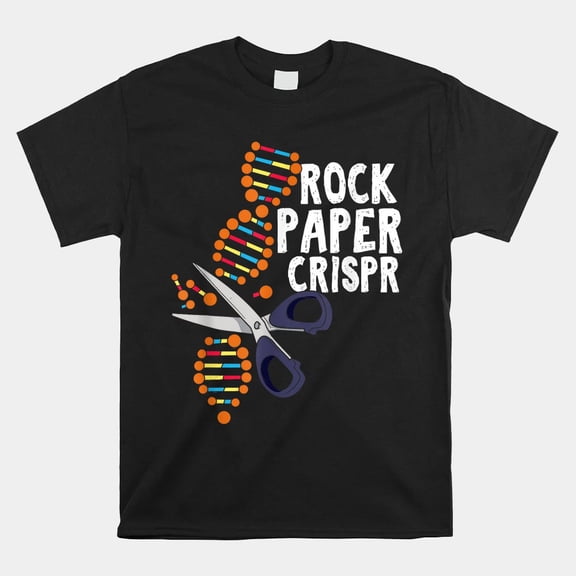 Rock Paper CRISPR DNA Helix Science Pun Bio-Engineering Unisex T-Shirt, Size S-5XL