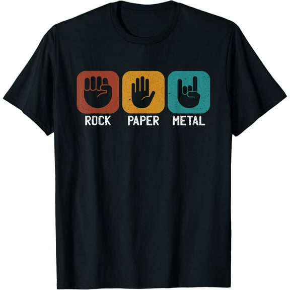 Rock Paper Metal - Heavy Metal Music T-ShirtMen and women, Black T-shirt, size: Extra large