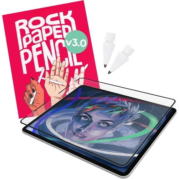 Rock Paper Pencil v3.0 - Paper Screen Protector for iPad 10.2 (7th, 8th, 9th Gen) + point  Pencil Tips 2 Pack - Compatible with  Pencil 1st/2nd Gens and Pencil Pro