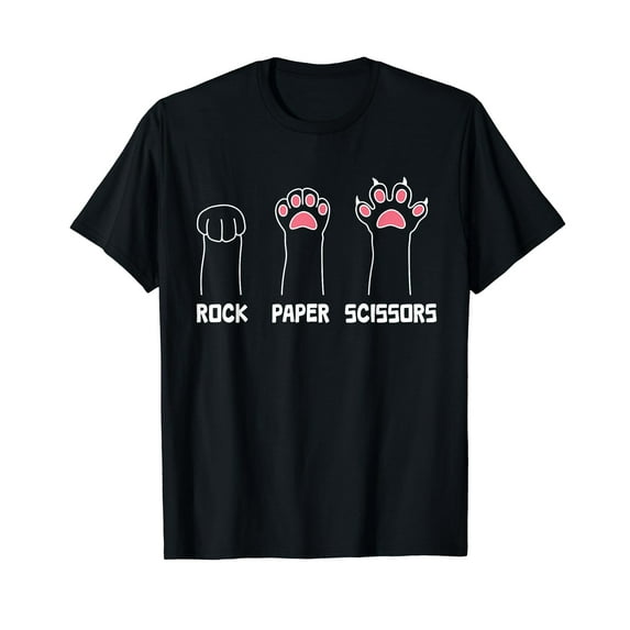 Rock Paper Scissors Cat Paws Cute Cat Funny Cat T-Shirt