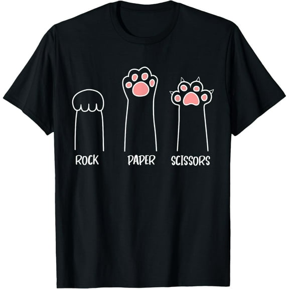 Rock Paper Scissors Hand Game Cute Paw Funny Cat T-Shirt Tee