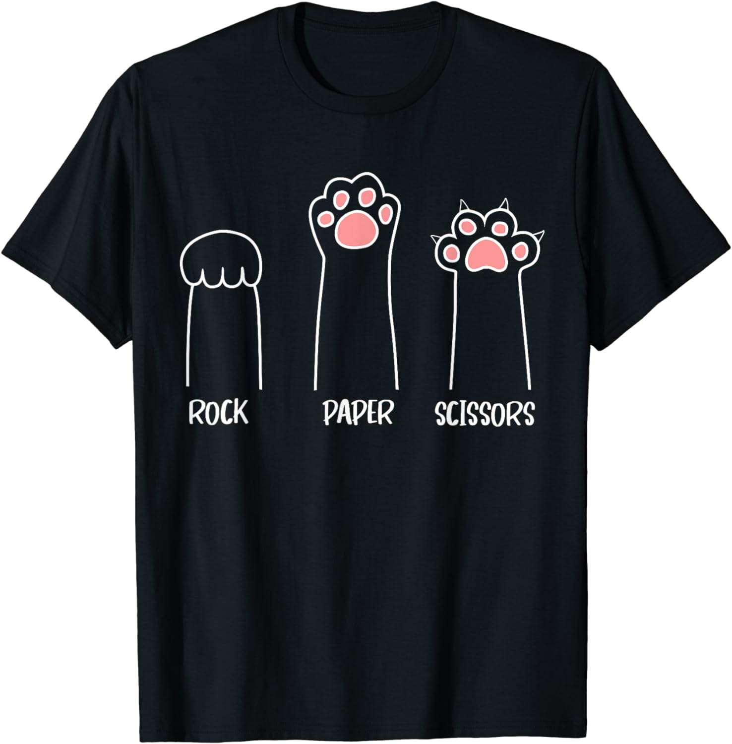 Rock Paper Scissors Hand Game Cute Paw Funny Cat TShirt