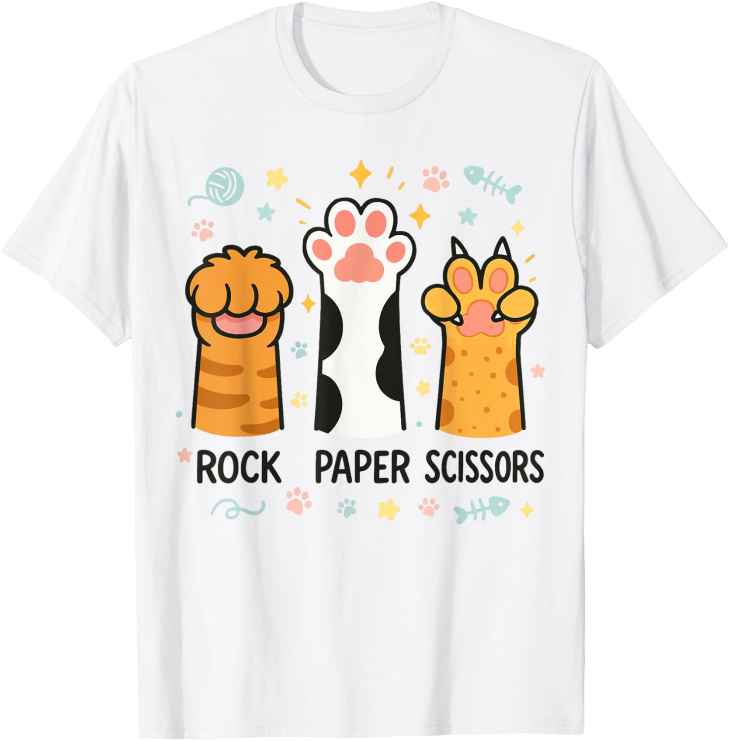 Rock Paper Scissors Hand Game Cute Paw Funny Cat Women T-Shirt ...