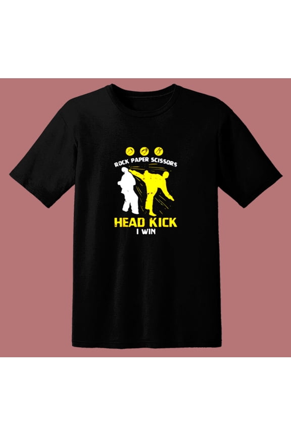 Rock Paper Scissors Headkick Win 80s T Shirt