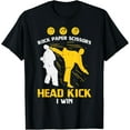 thumbnail image 1 of Rock Paper Scissors Headkick Win Funny Taekwondo Karate Gift T-Shirt men and women can wear, black, white, gifts, 1 of 4