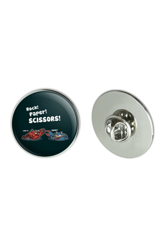 Rock Paper Scissors Lobster Crab Funny Metal 1.1" Tie Tack Hat Lapel Pin Pinback
