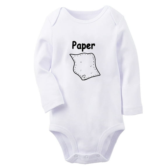 Rock, Paper, Scissors & Paper Image Rompers, Newborn Baby Unisex Bodysuits, Infant Jumpsuits, Toddler 0-12 Months Kids Long Sleeves Oufits (White, 6-12 Months)