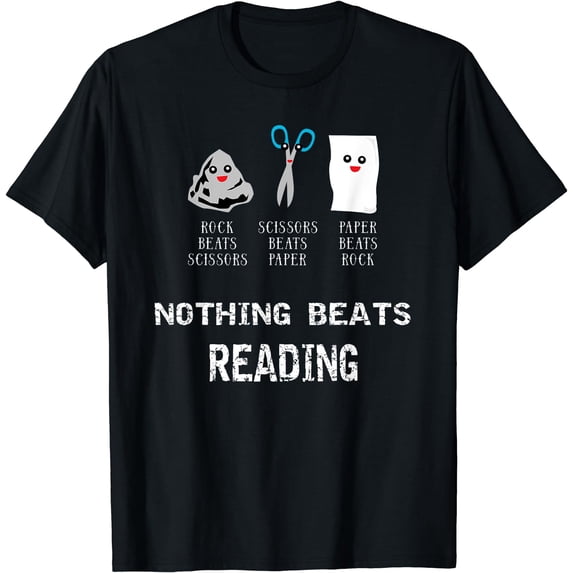 Rock Paper Scissors Reading Cool Hobby Book Lovers Gifts T-Shirt