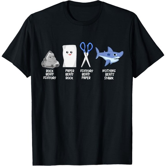Rock Paper Scissors Shark Clothes Outfit Gift Sharks T-Shirt Tops Tee