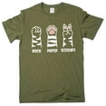 thumbnail image 1 of Rock Paper Scissors Tee Funny Cat Paw Shirt, Cat Owner Shirt, Cat Paws Shirts, Gift for Cat Mom (XX-Large Military Green), 1 of 6