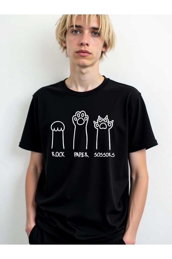Rock Paper Scissors Tee Men t-shirts black top limited edition spring and summer clothing Daytime and weekend wear Vintage Unisex Shirt Cotton tshirts