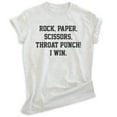 thumbnail image 1 of Rock Paper Scissors Throat I Win Shirt, Unisex Women's Men's Shirt, Novelty Shirt, Silly Shirt, Heather Ash, Medium, 1 of 6