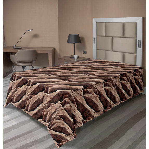 Ambesonne Rock Pattern Flat Bedding Sheet Soft Top Sheet, Natural Stone Print, Twin XL, Umber Warm Taupe