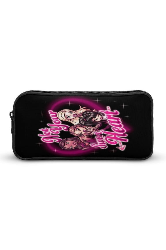 Rock Br-at,zPink Pencil Cases Pencil Pouch Office Supplies Coin Purse Wallet Black