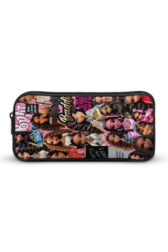 Rock Br-at,zPink Pencil Cases Pencil Pouch Office Supplies Coin Purse Wallet Black