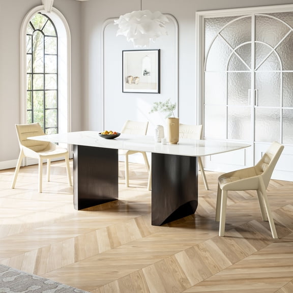 Rock Plate Dining Table | Sleek Design for Modern Dining | Black Titanium Stainless Steel Construction | Effortlessly Enhances Dining Space