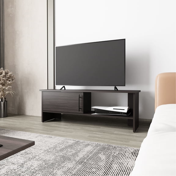 Rock Point Entertainment Cabinet With Door And Open Space. Modern Design For Small Rooms. Scratch-. Suits Tvs Up To 39". Particle Board. 16.6" H X 47.4" W 12.2" D Shelf Storage. Tv Stand Medium Fits