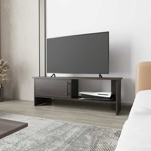 Rock Point Entertainment Stand With Door And Open Storage. Modern Compact Design For Living Space. Scratch-. Fits Tvs Up To 39". Made Of Particle Board. 16.6" H X 47.4" W 12.2" D & Area. Small