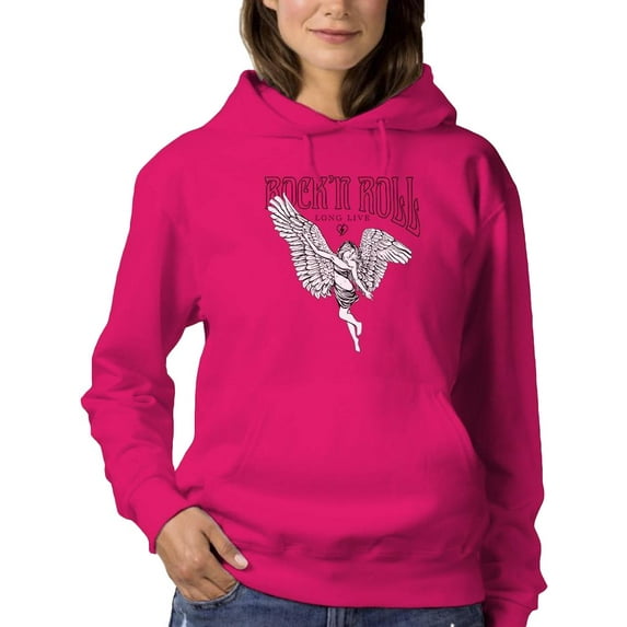 Rock Poster W Angel Girl Hoodie Women -Image by Shutterstock, Female 3X-Large