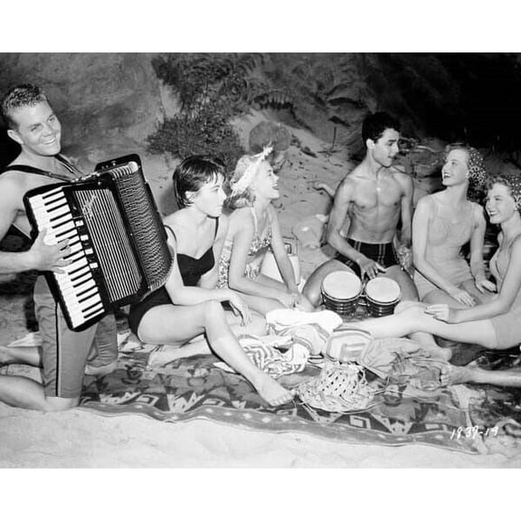 Rock Pretty Baby 1957 beach party Luana Patten with girls enjoy music 8x10 photo