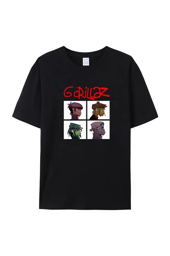 Rock Print T-Shirts Music Band Gorillazs Punk 90s Casual Fashion New Men Short Sleeve Plus Size Pure Cotton T-Shirt Unisex