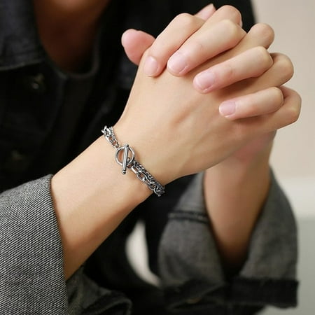 Rock Punk Doube Chains Bracelets For Men, Never Fade Stainl