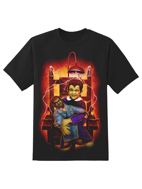 Men's The Munsters Eddie Munster Electric Chair T-Shirt Black Small