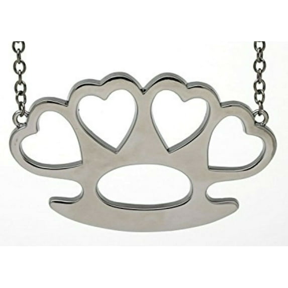 Rock Rebel Necklace Silver Chrome Plain Finished Tattoo Style Pendant Dog Tag