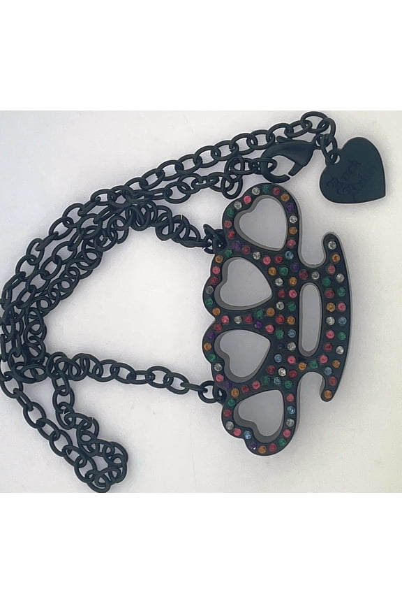 Pendant Multicolored Rhinestones Blinged Iced Out Dog Tag Tattoo Necklace New Men Women