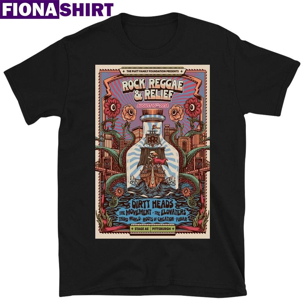 Rock Reggae Relief Aug 10th 2024 Pittsburgh Pa Event Poster Shirt