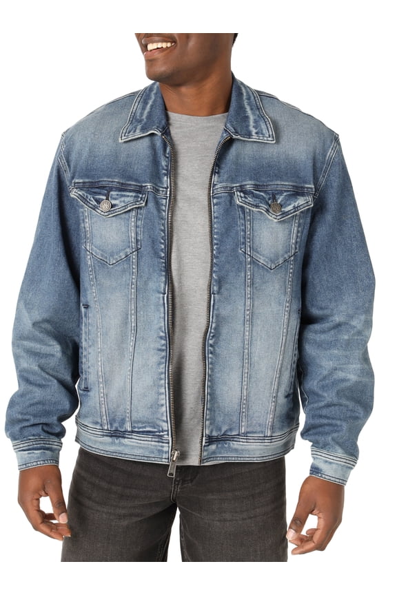 Men's Denim Zippered Jacket with Ultra Comfort Denim