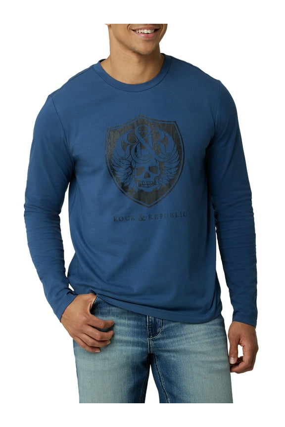 Men's Long Sleeve Crew Neck Skull Tee