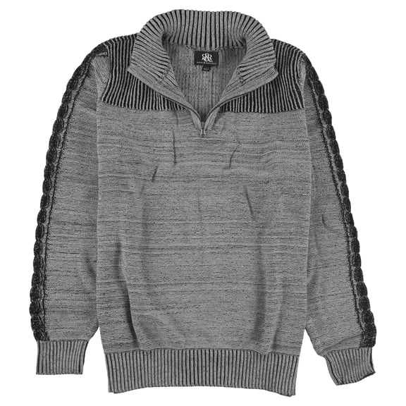 Rock & Republic Mens Marbled Mock-Neck Pullover Sweater, Grey, Medium