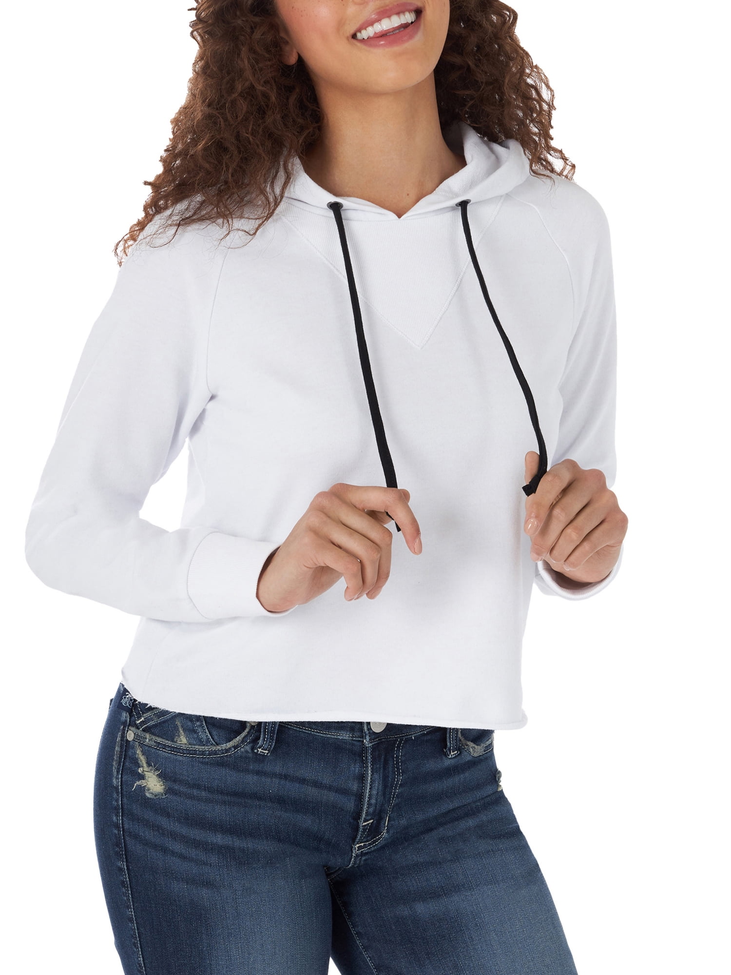 Rock & Republic Women's Cropped Logo Hoodie Sweatshirt