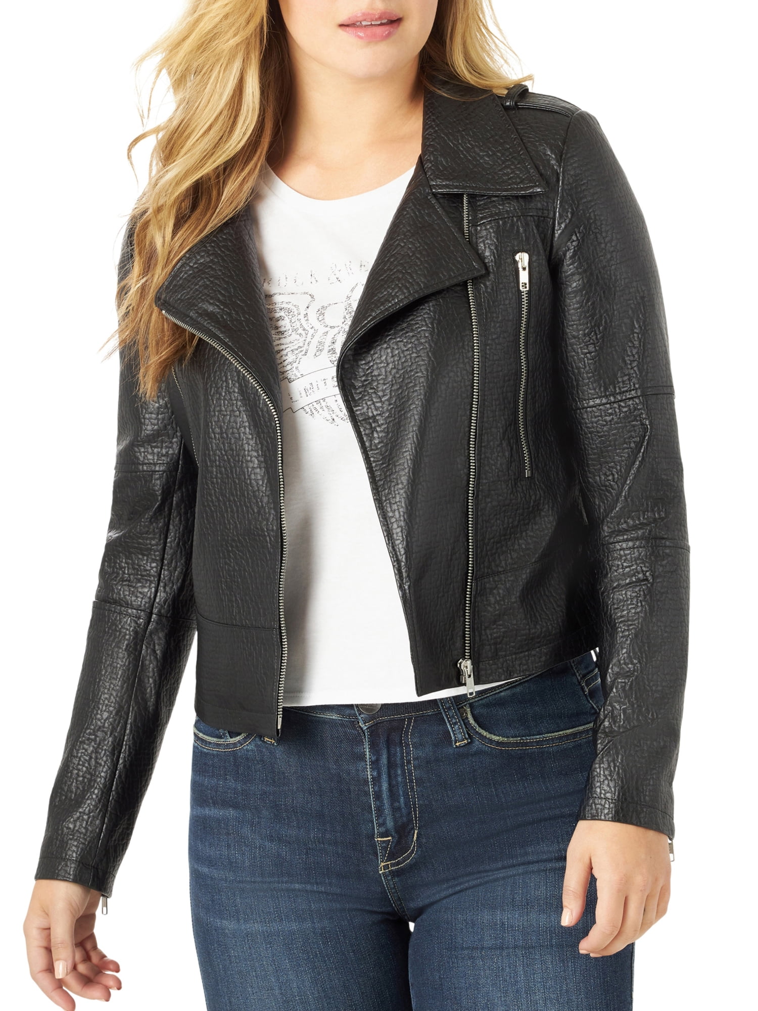 Rock & Republic Womens Classic Faux Leather Jacket - Walmart.com